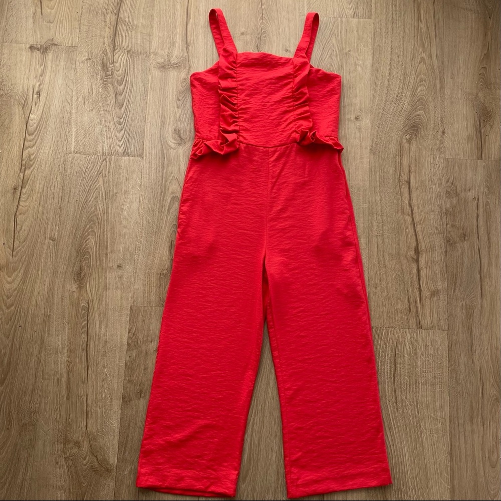 Zara (Spain) Girls Romper With Ruffles, Pockets, and Adjustable Straps. 13-14Y